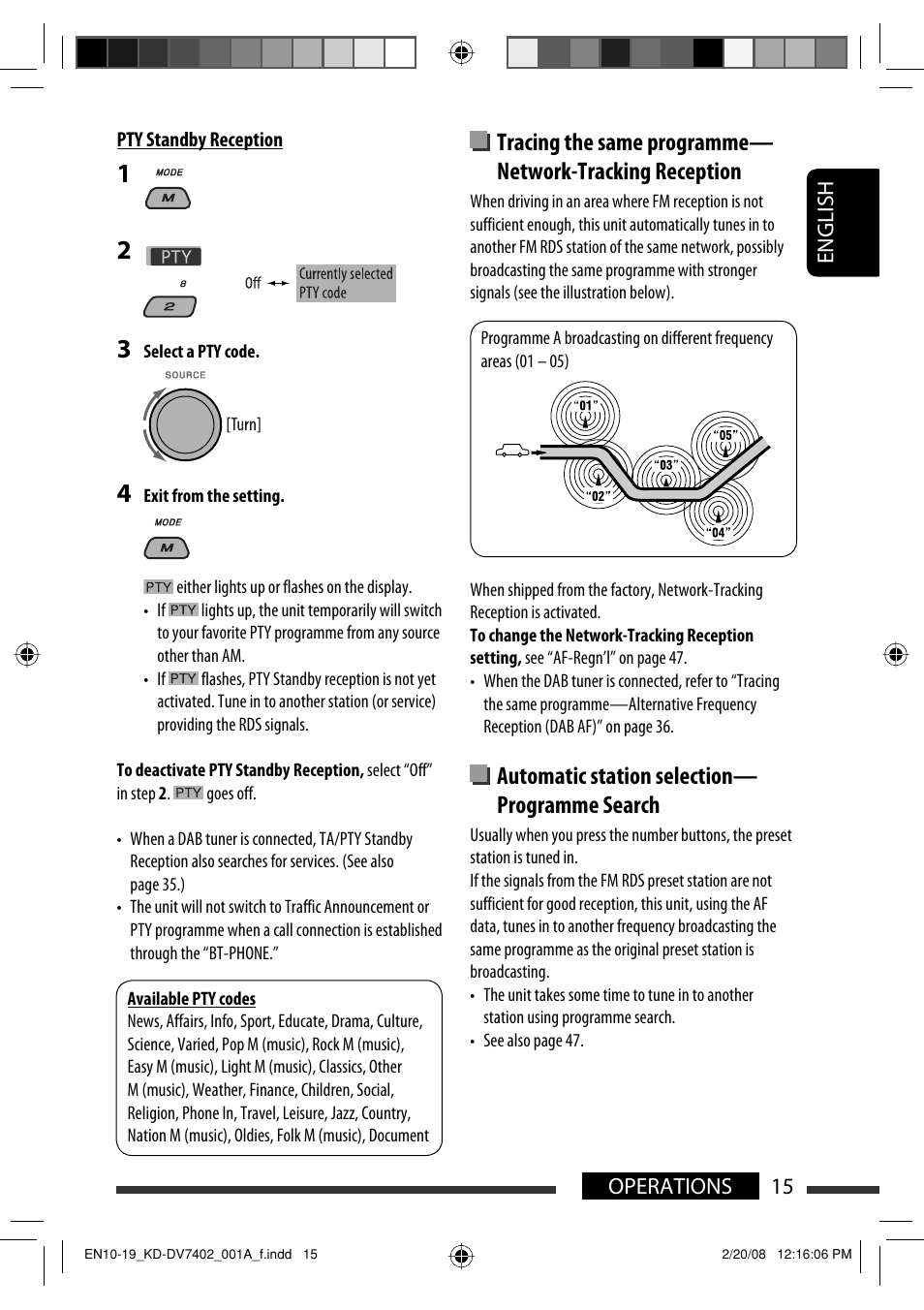 Automatic station selection— programme search | JVC DVD/CD Receiver KD-DV7401 User Manual | Page 15 / 267