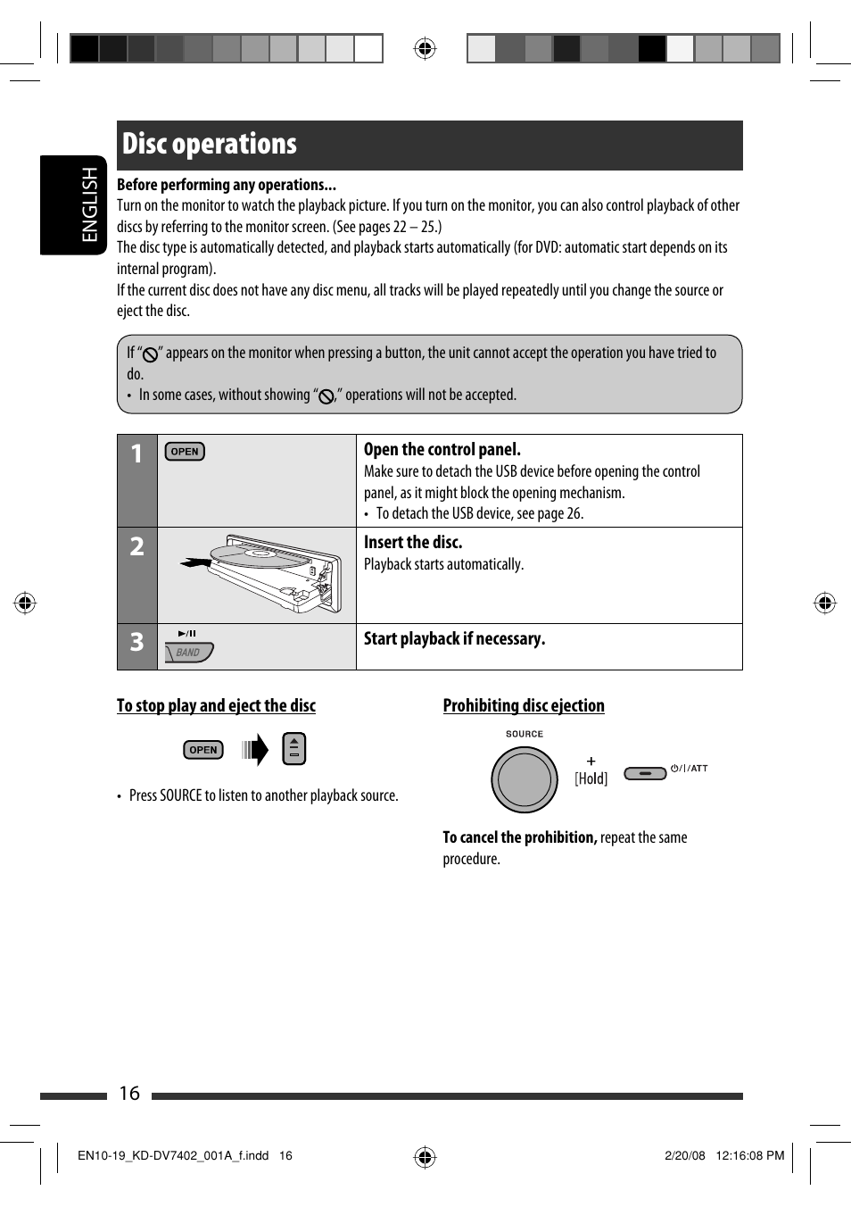 Disc operations | JVC DVD/CD Receiver KD-DV7401 User Manual | Page 16 / 267