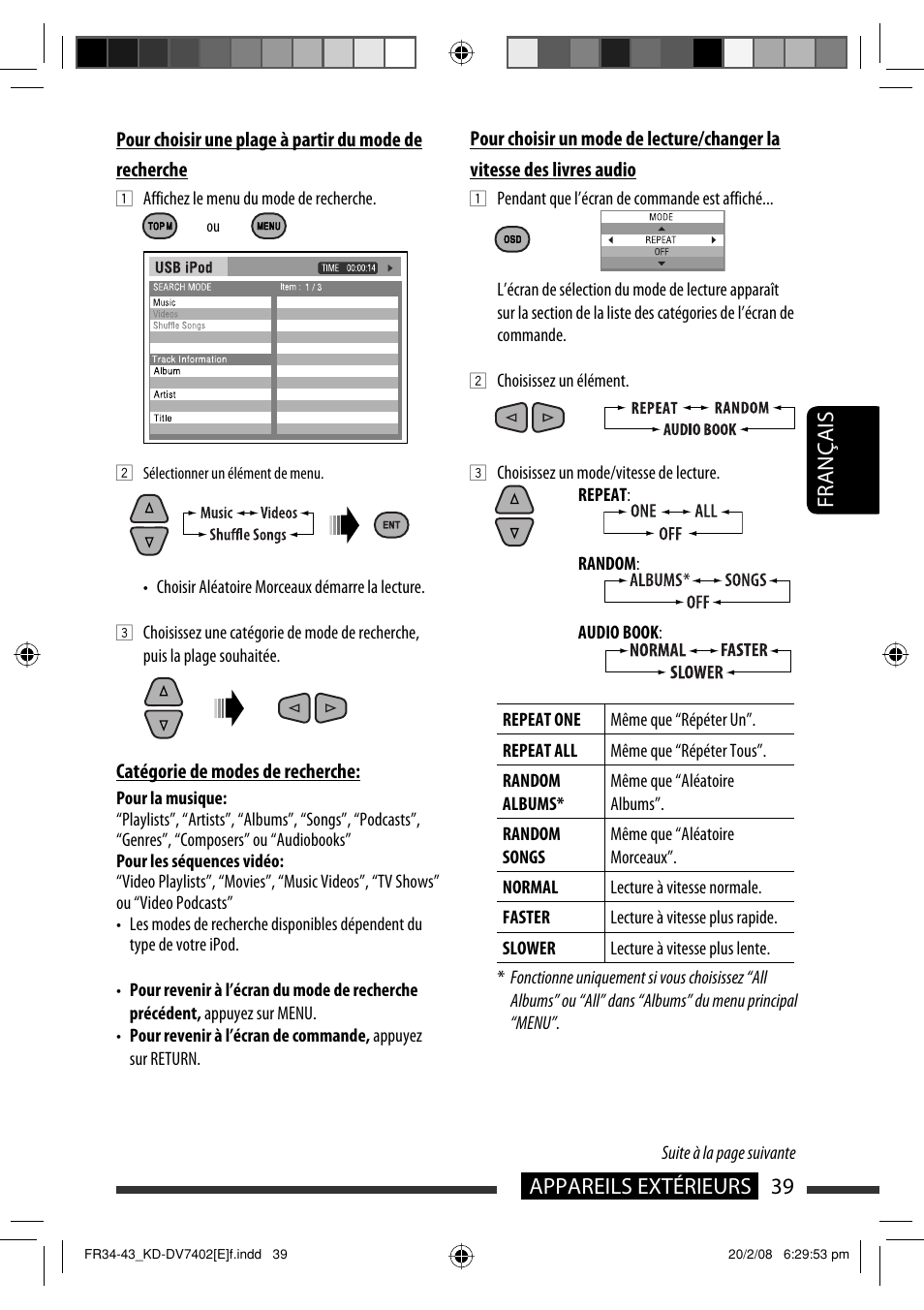 39 appareils extérieurs français | JVC DVD/CD Receiver KD-DV7401 User Manual | Page 171 / 267