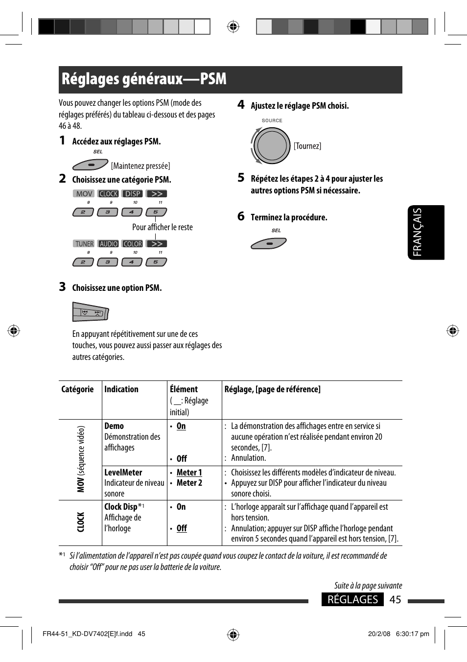 Réglages généraux—psm | JVC DVD/CD Receiver KD-DV7401 User Manual | Page 177 / 267