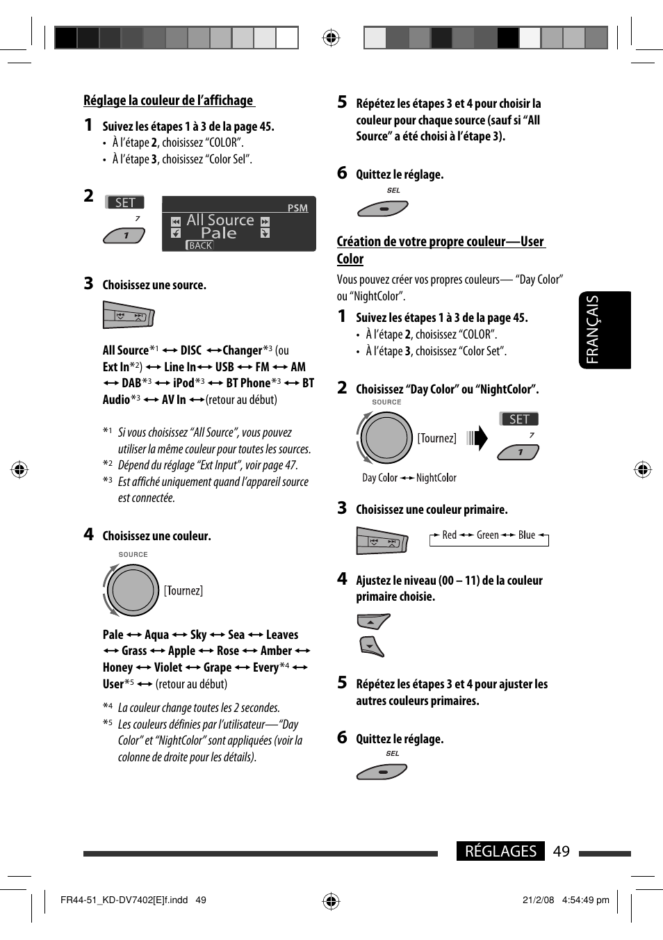 49 réglages français | JVC DVD/CD Receiver KD-DV7401 User Manual | Page 181 / 267