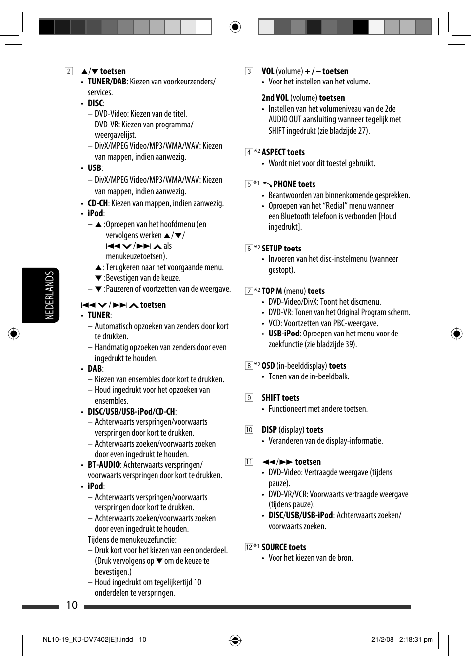 10 nederlands | JVC DVD/CD Receiver KD-DV7401 User Manual | Page 208 / 267