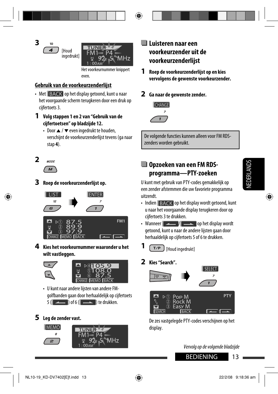 Opzoeken van een fm rds- programma—pty-zoeken | JVC DVD/CD Receiver KD-DV7401 User Manual | Page 211 / 267