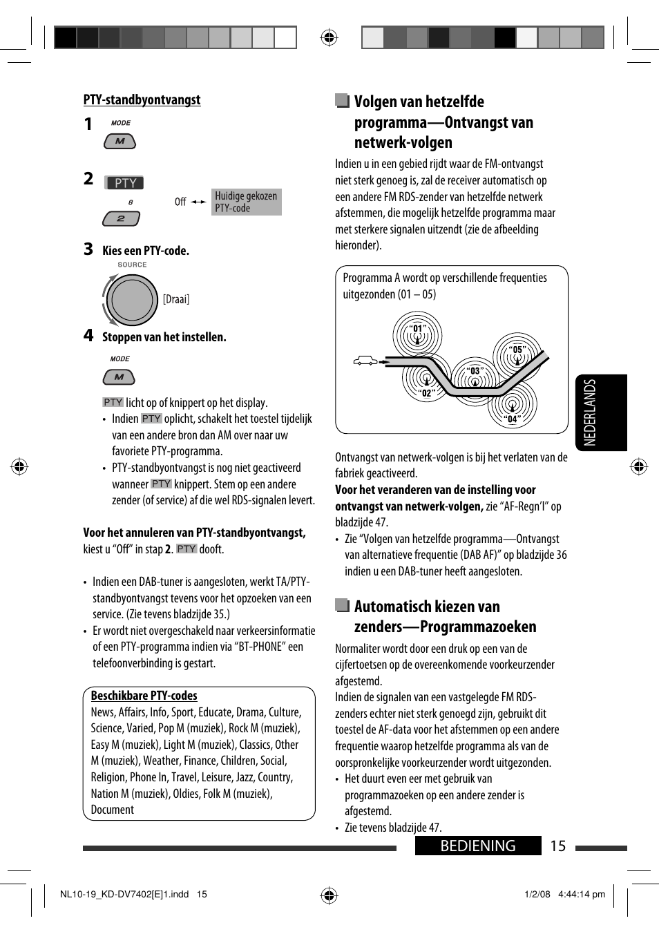 Automatisch kiezen van zenders—programmazoeken | JVC DVD/CD Receiver KD-DV7401 User Manual | Page 213 / 267