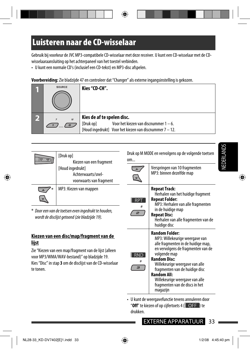 Luisteren naar de cd-wisselaar | JVC DVD/CD Receiver KD-DV7401 User Manual | Page 231 / 267