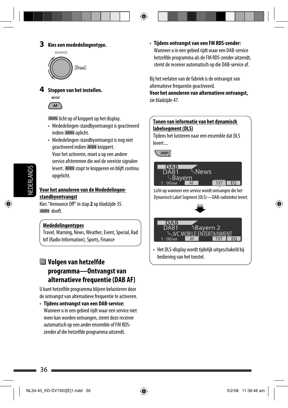 36 nederlands | JVC DVD/CD Receiver KD-DV7401 User Manual | Page 234 / 267