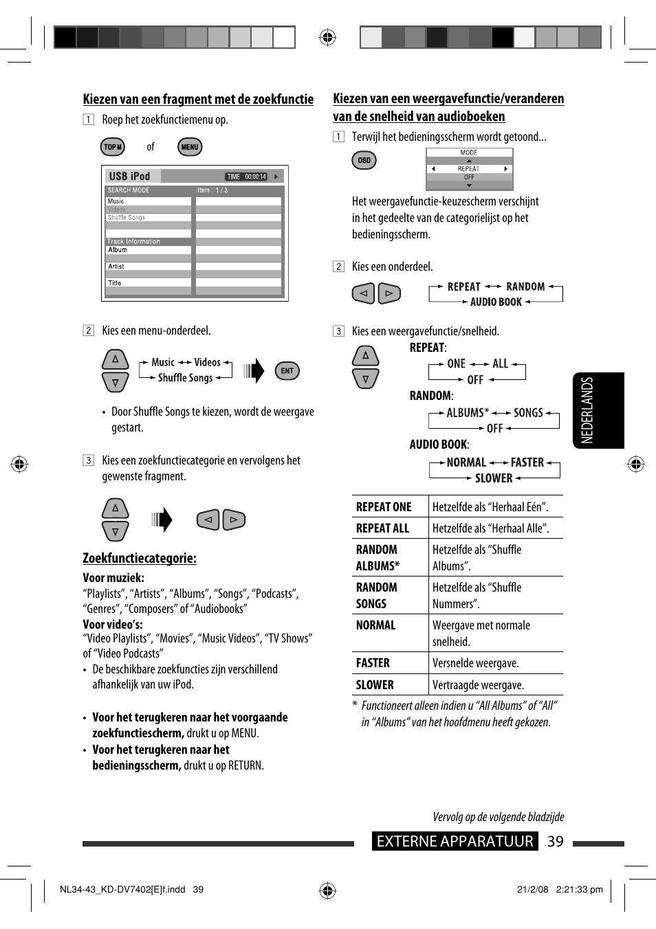 39 externe apparatuur nederlands | JVC DVD/CD Receiver KD-DV7401 User Manual | Page 237 / 267