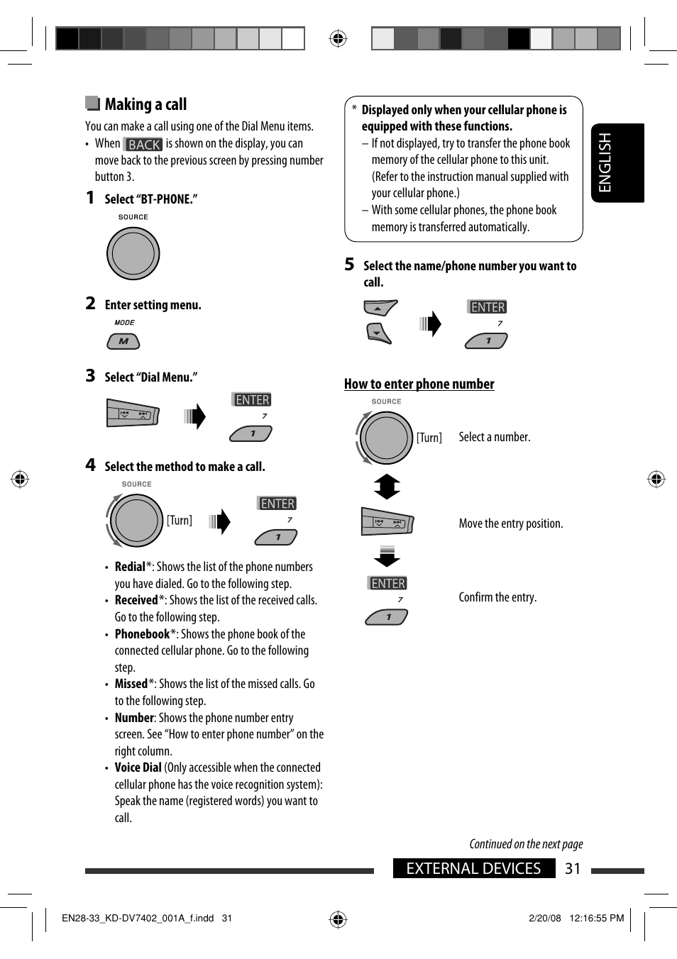 Making a call | JVC DVD/CD Receiver KD-DV7401 User Manual | Page 31 / 267