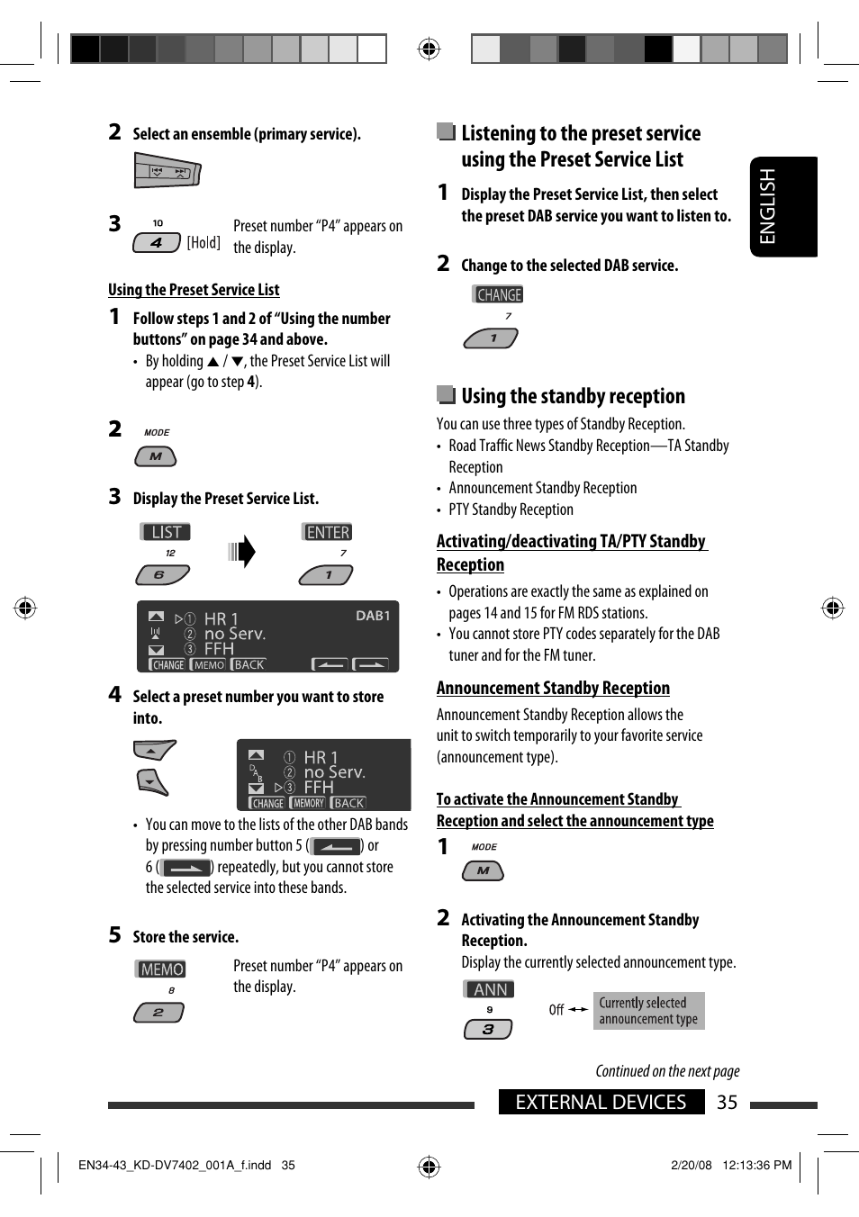 Using the standby reception | JVC DVD/CD Receiver KD-DV7401 User Manual | Page 35 / 267