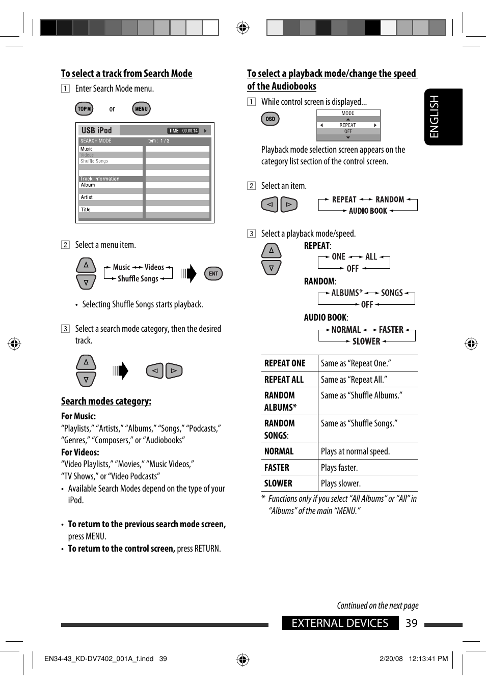 English 39 external devices | JVC DVD/CD Receiver KD-DV7401 User Manual | Page 39 / 267