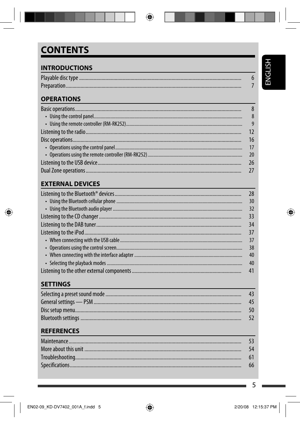 JVC DVD/CD Receiver KD-DV7401 User Manual | Page 5 / 267