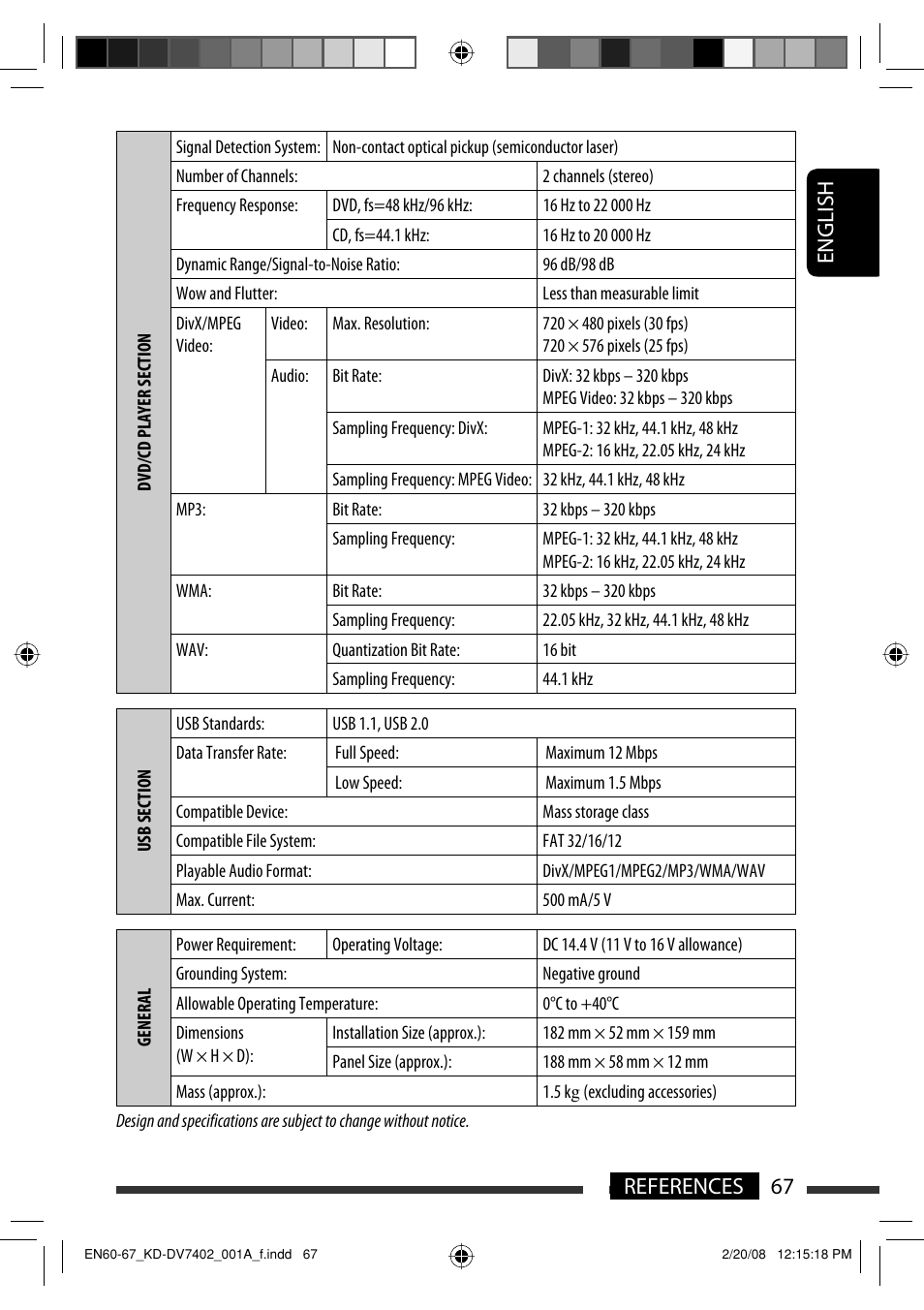 English 67 references | JVC DVD/CD Receiver KD-DV7401 User Manual | Page 67 / 267