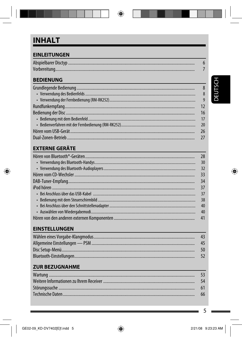 Inhalt | JVC DVD/CD Receiver KD-DV7401 User Manual | Page 71 / 267