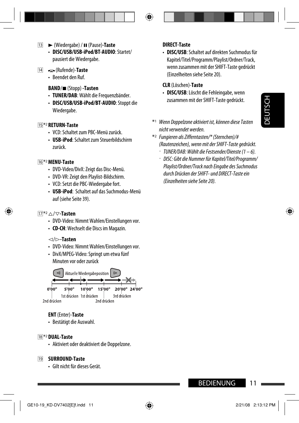 11 bedienung deutsch | JVC DVD/CD Receiver KD-DV7401 User Manual | Page 77 / 267