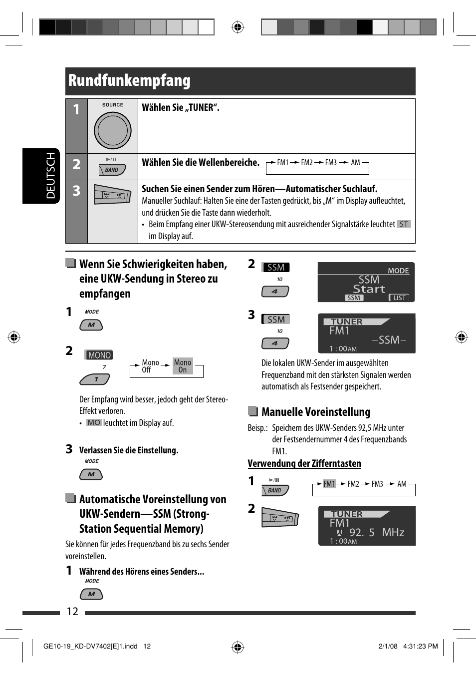 Rundfunkempfang | JVC DVD/CD Receiver KD-DV7401 User Manual | Page 78 / 267