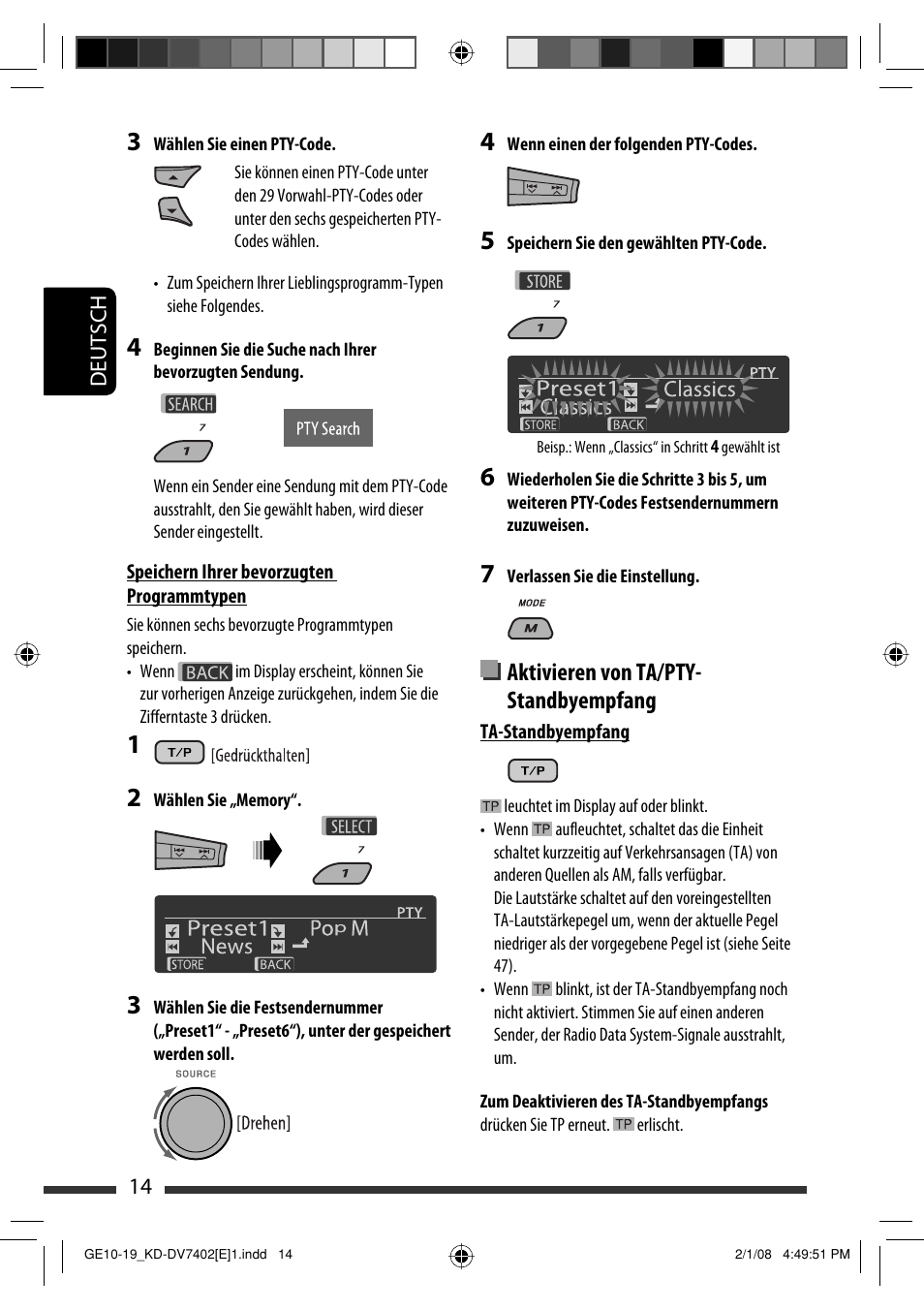 Aktivieren von ta/pty- standbyempfang | JVC DVD/CD Receiver KD-DV7401 User Manual | Page 80 / 267