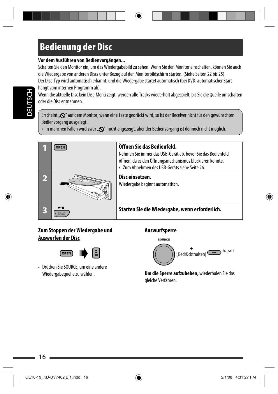 Bedienung der disc | JVC DVD/CD Receiver KD-DV7401 User Manual | Page 82 / 267