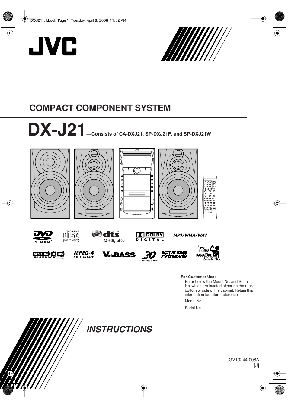 Dx-j21 j, Instructions, Dx-j21 | Compact component system instructions | JVC CA-DXJ36 User Manual | Page 105 / 160