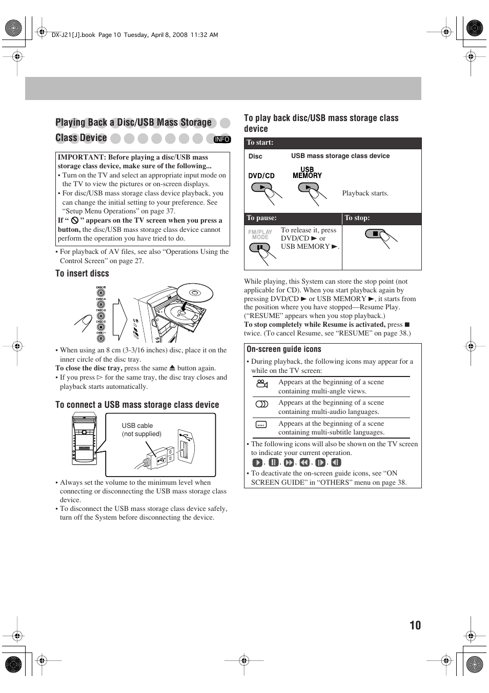 Playing back a disc/usb mass storage class device | JVC CA-DXJ36 User Manual | Page 119 / 160