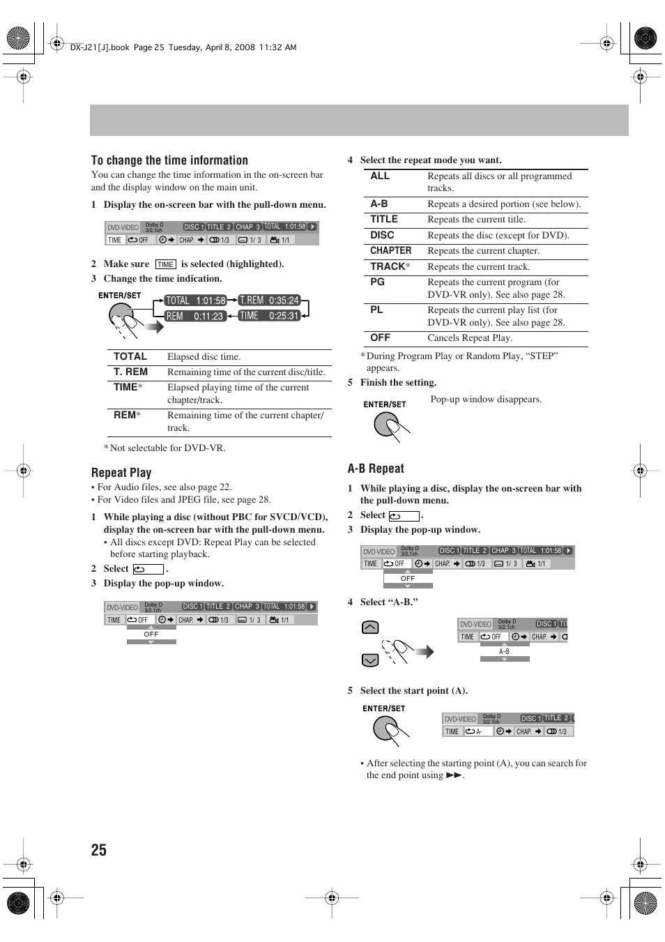 Repeat play, A-b repeat | JVC CA-DXJ36 User Manual | Page 134 / 160