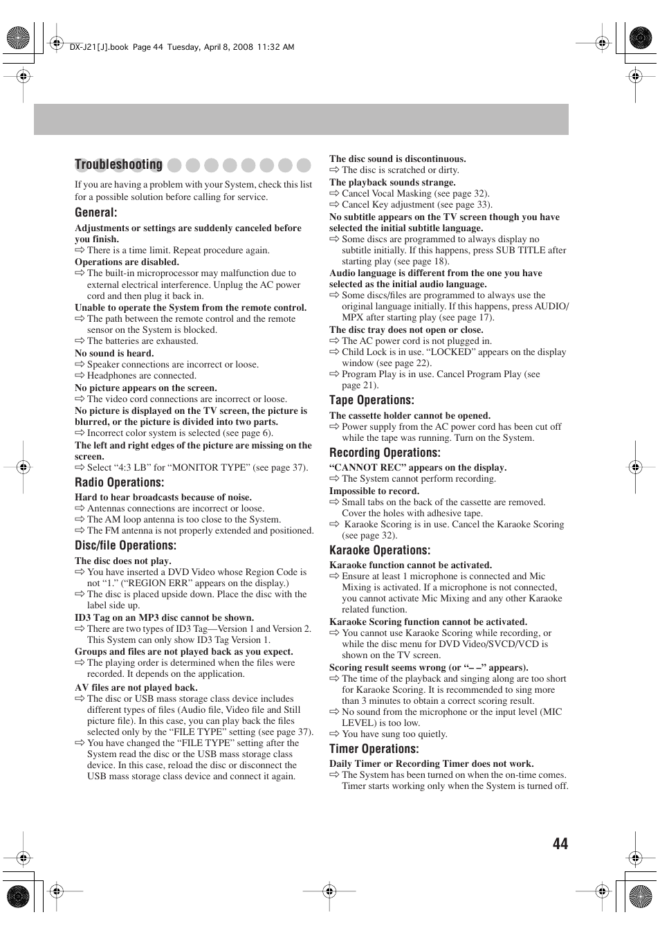 Troubleshooting | JVC CA-DXJ36 User Manual | Page 153 / 160