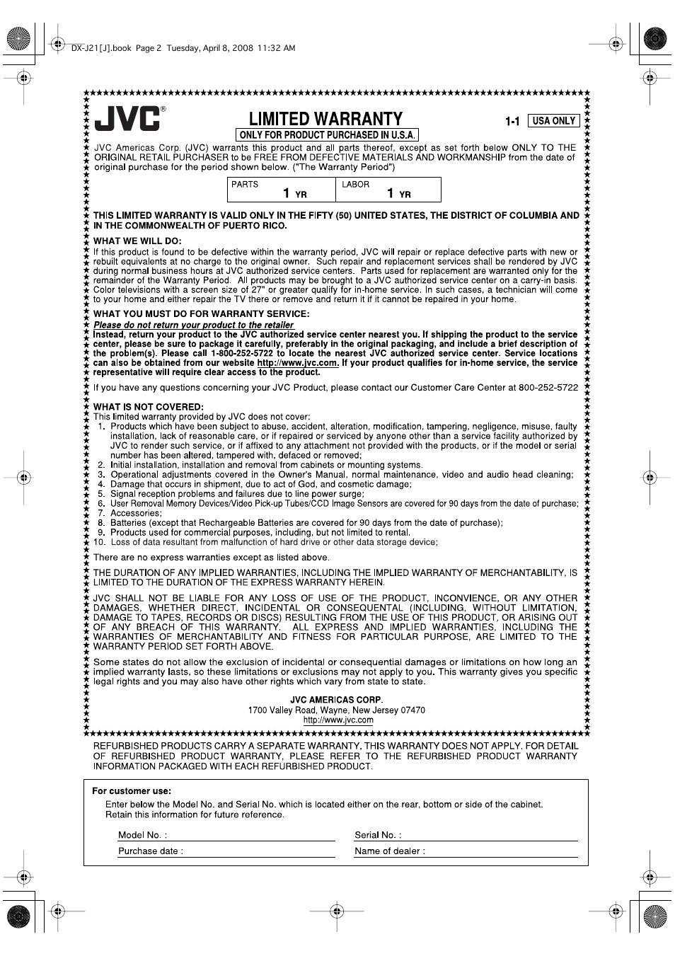 JVC CA-DXJ36 User Manual | Page 159 / 160