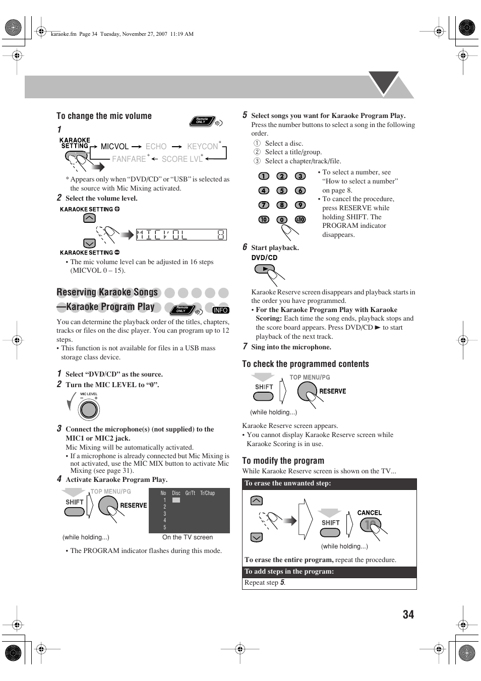 Reserving karaoke songs —karaoke program play | JVC CA-DXJ36 User Manual | Page 37 / 160