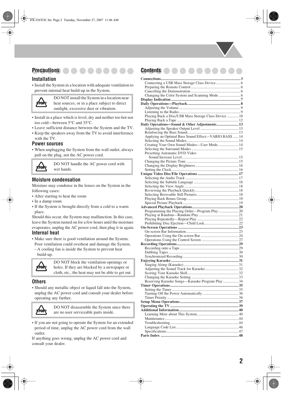 JVC CA-DXJ36 User Manual | Page 5 / 160