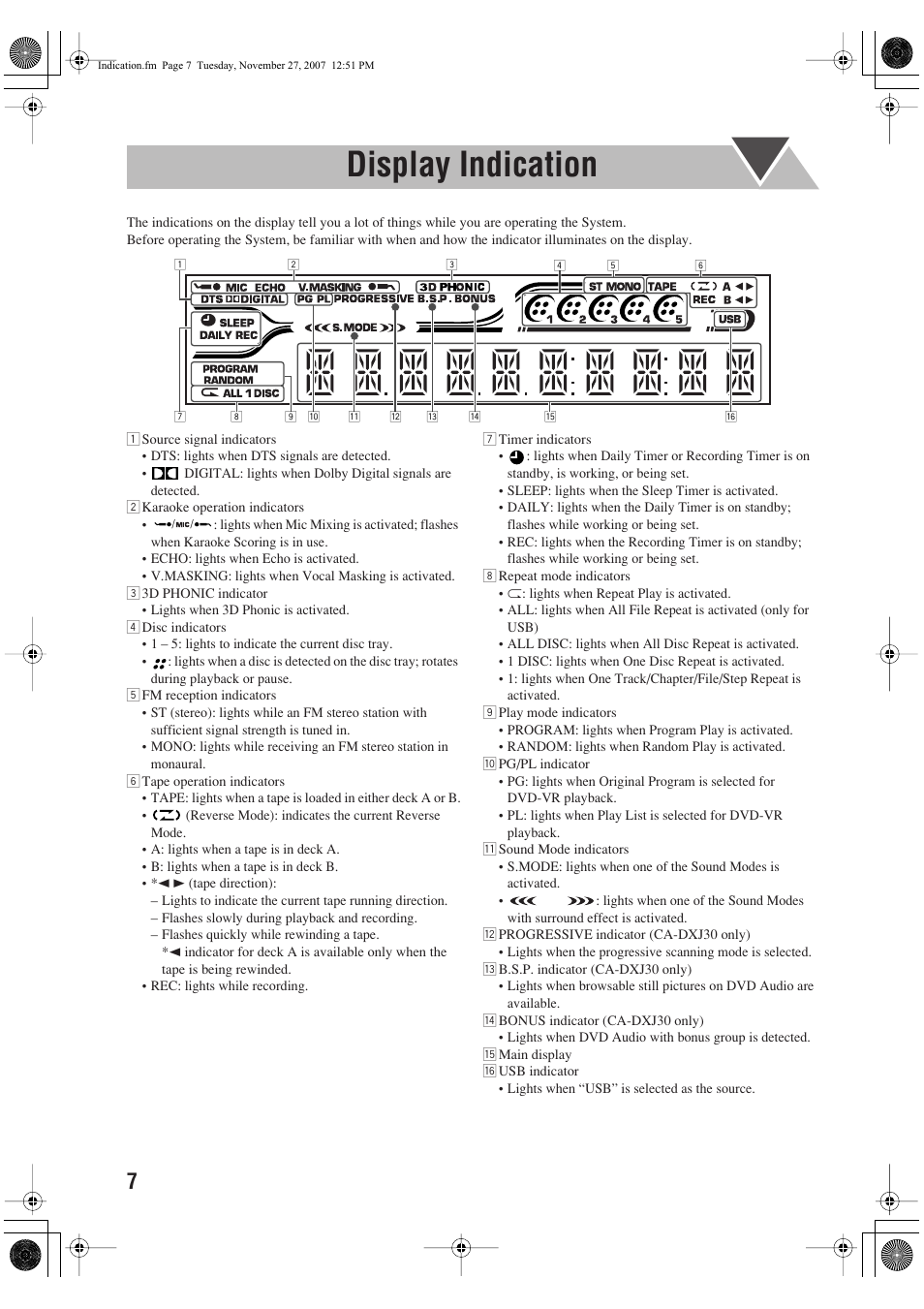 Display indication | JVC CA-DXJ36 User Manual | Page 62 / 160