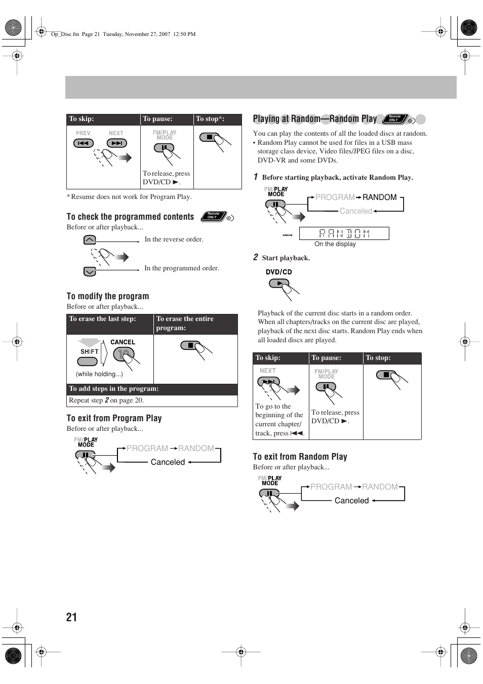 Playing at random—random play | JVC CA-DXJ36 User Manual | Page 76 / 160