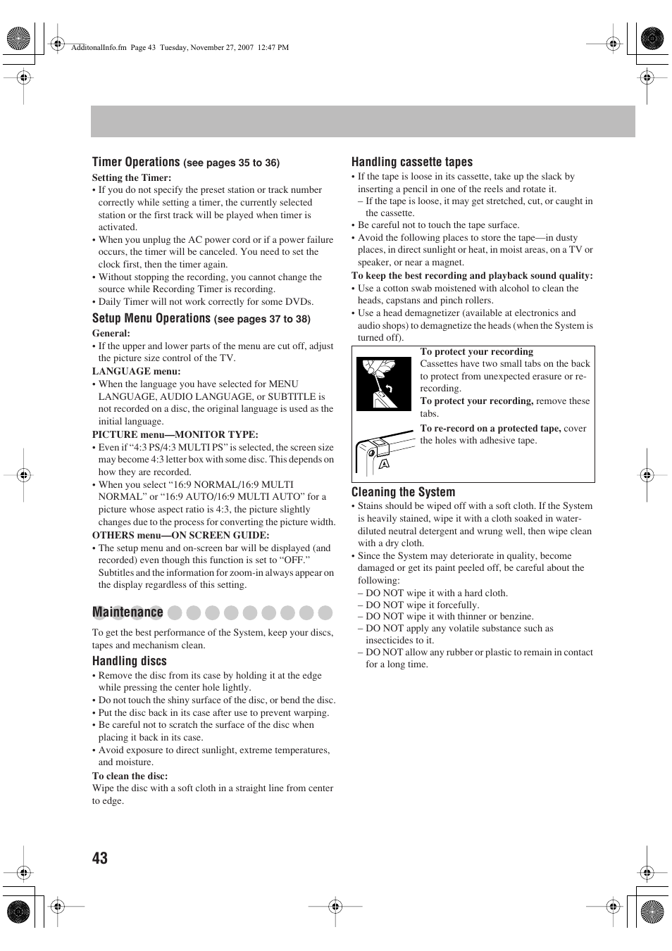 Maintenance | JVC CA-DXJ36 User Manual | Page 98 / 160