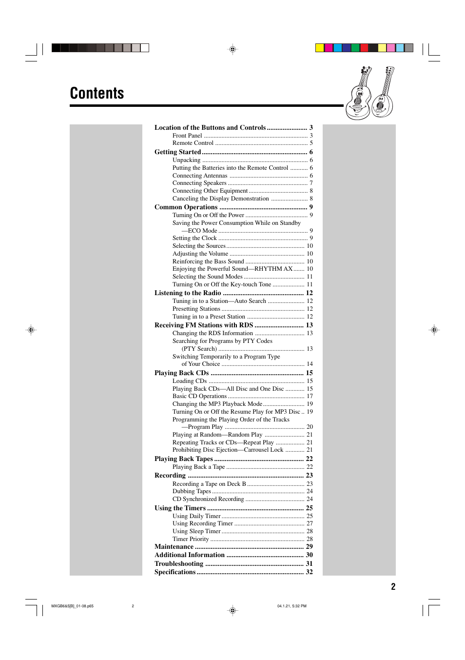 JVC CA-MXGB6 User Manual | Page 5 / 36