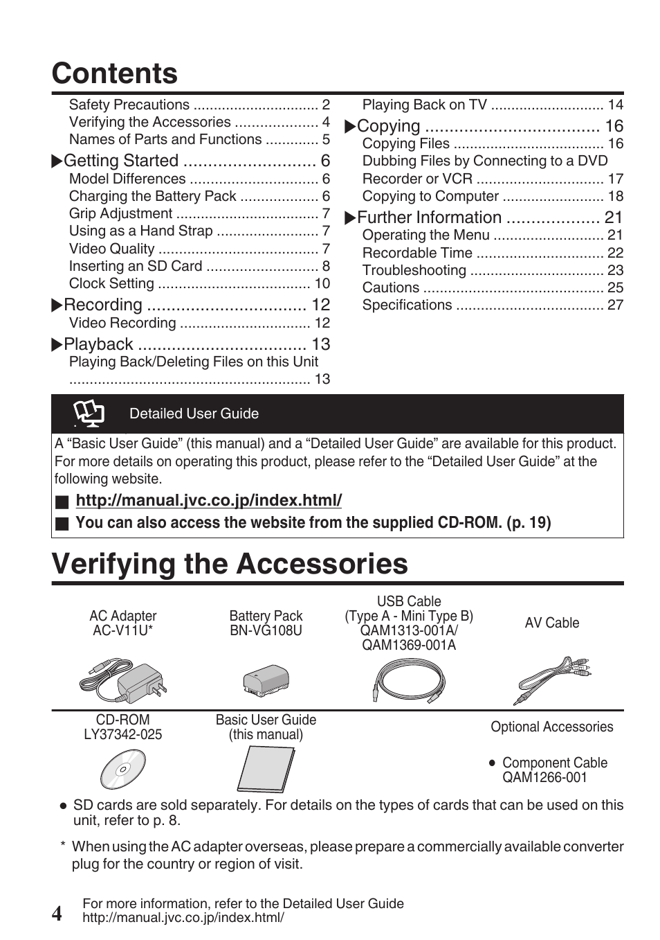 JVC Everio GZ-HM50U User Manual | Page 4 / 56