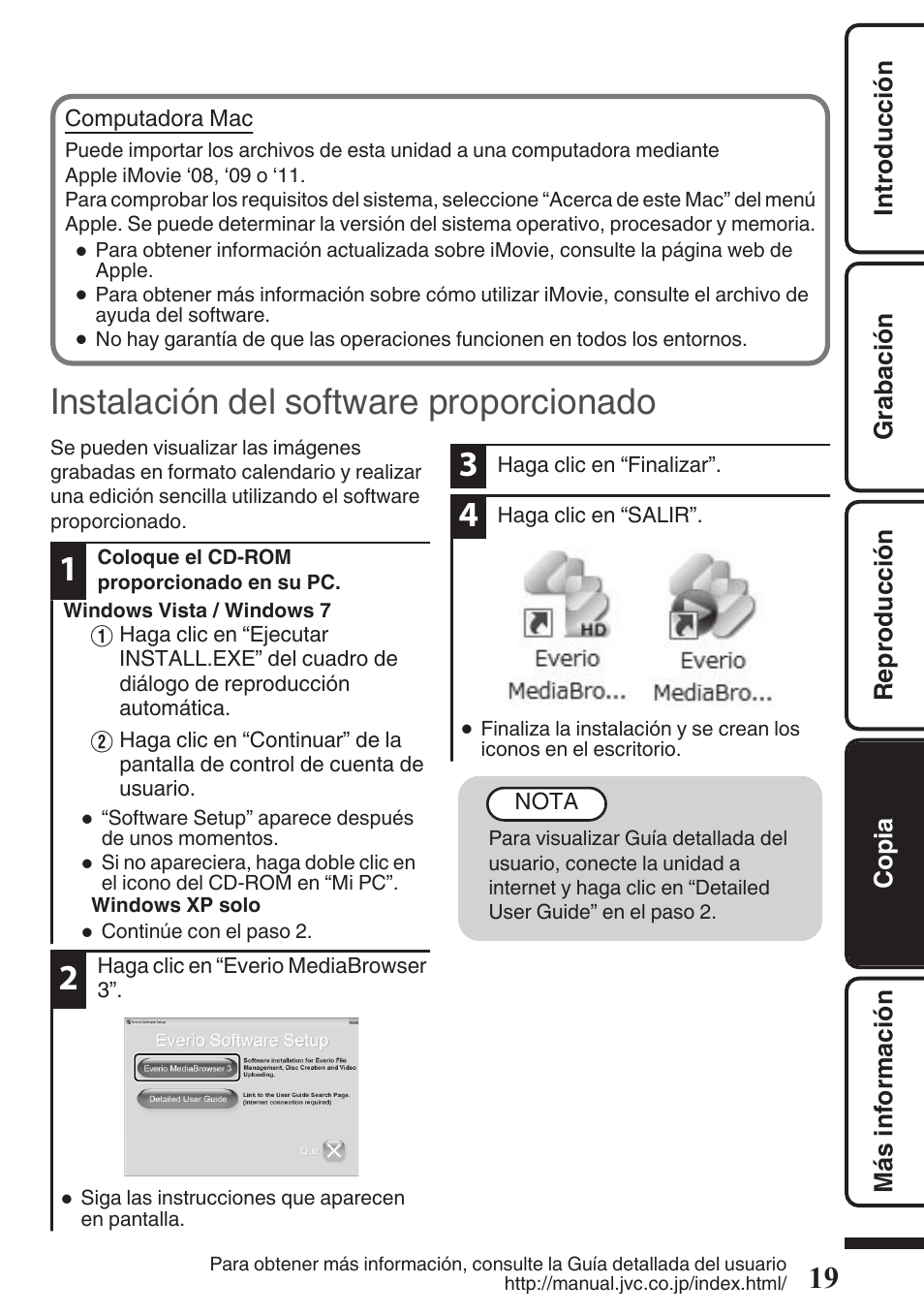 Instalación del software proporcionado | JVC Everio GZ-HM50U User Manual | Page 47 / 56