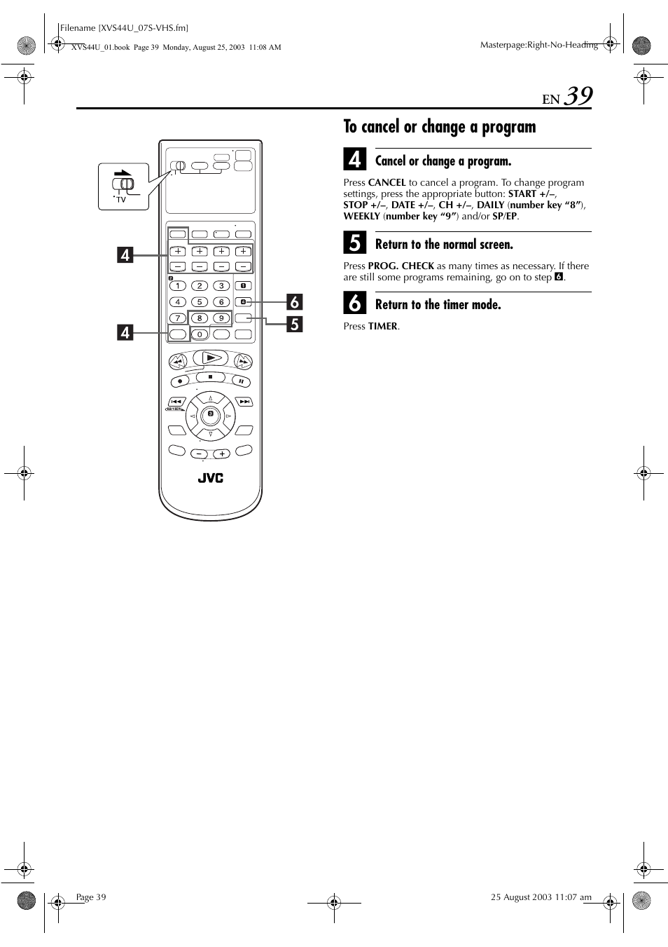 JVC HR-XVS44U User Manual | Page 39 / 96