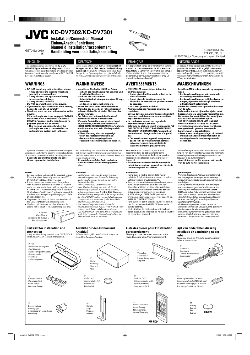 JVC KD-DV7302 User Manual | 6 pages