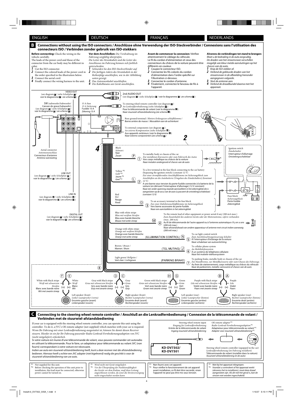 English français, Deutsch nederlands | JVC KD-DV7302 User Manual | Page 4 / 6
