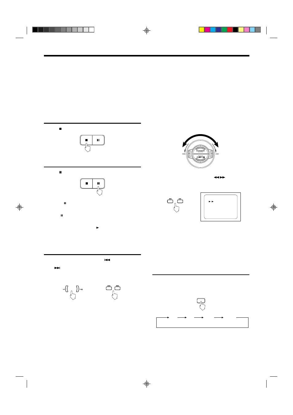 Basic operations stopping play, Auto search/manual search, Pausing play | Slow-motion playback on the remote control unit | JVC XL-MV35TN User Manual | Page 12 / 28