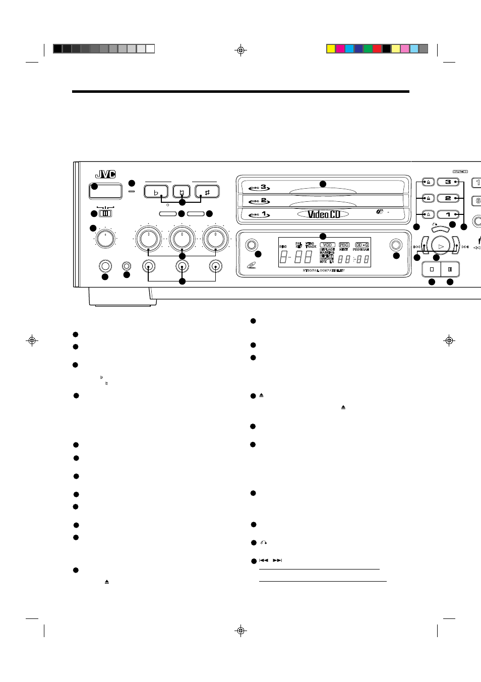 Overview of controls, Left front panel of the player, Center front panel of the player | Right front panel of the player | JVC XL-MV35TN User Manual | Page 8 / 28