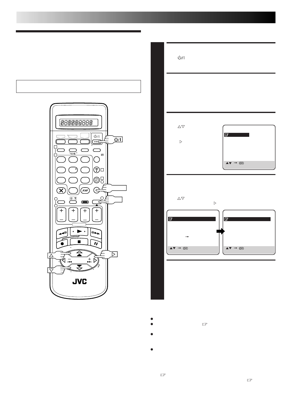 Power save mode, Turn on the recorder, Access main menu screen | Access mode set screen, Select power save mode, Return to normal screen, Initial settings (cont.) | JVC HM-DR10000EU User Manual | Page 12 / 84