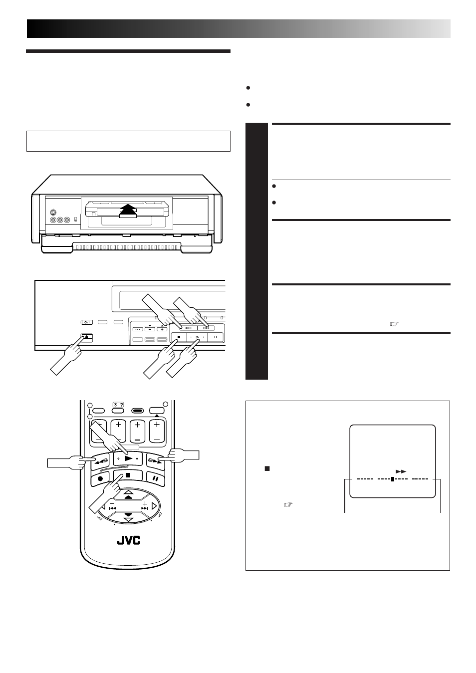 Basic playback, Load a cassette, Find programme start point | Start playback, Stop playback, Playback, Tape position indicator | JVC HM-DR10000EU User Manual | Page 15 / 84