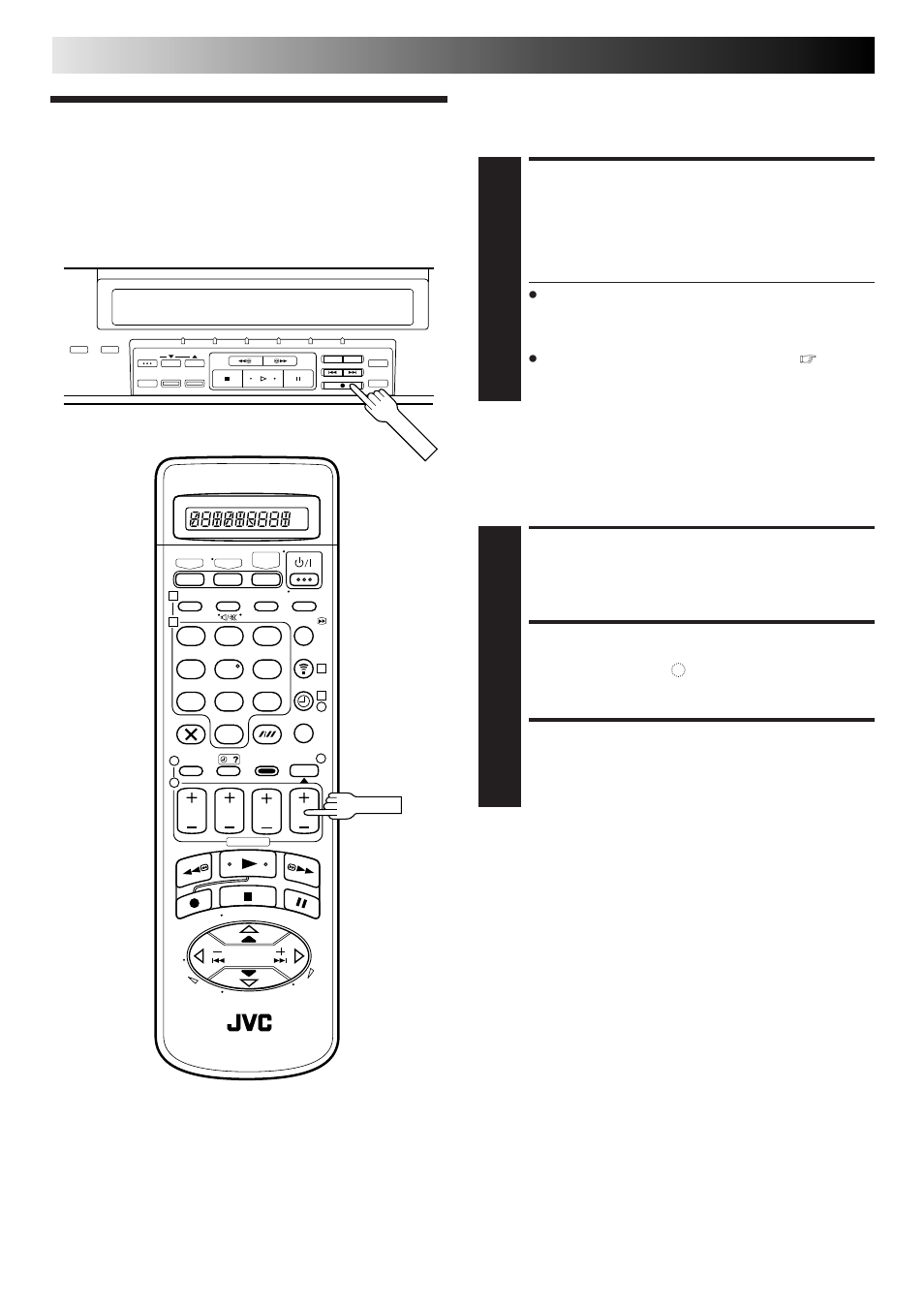 Recording features, Select channel to watch, Start recording | Engage itr mode, Set recording duration, Recording (cont.), Record one programme while watching another, Instant timer recording (itr) | JVC HM-DR10000EU User Manual | Page 24 / 84