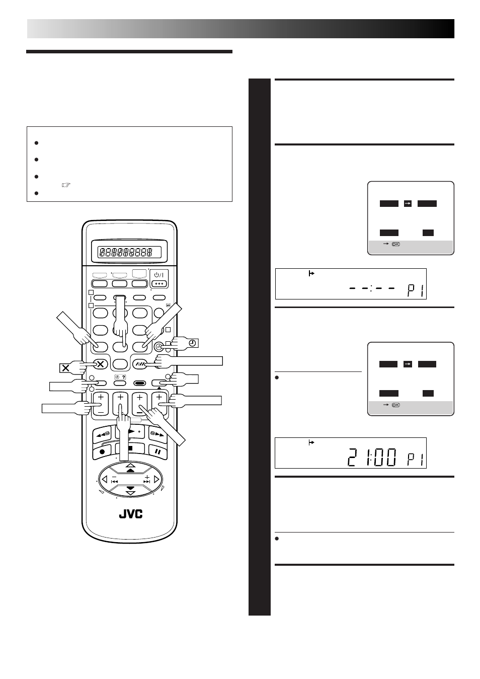 Express timer programming, Access showview screen, Access programme screen | Enter programme start time, Enter programme stop time, Enter programme date, Timer recording (cont.) | JVC HM-DR10000EU User Manual | Page 32 / 84