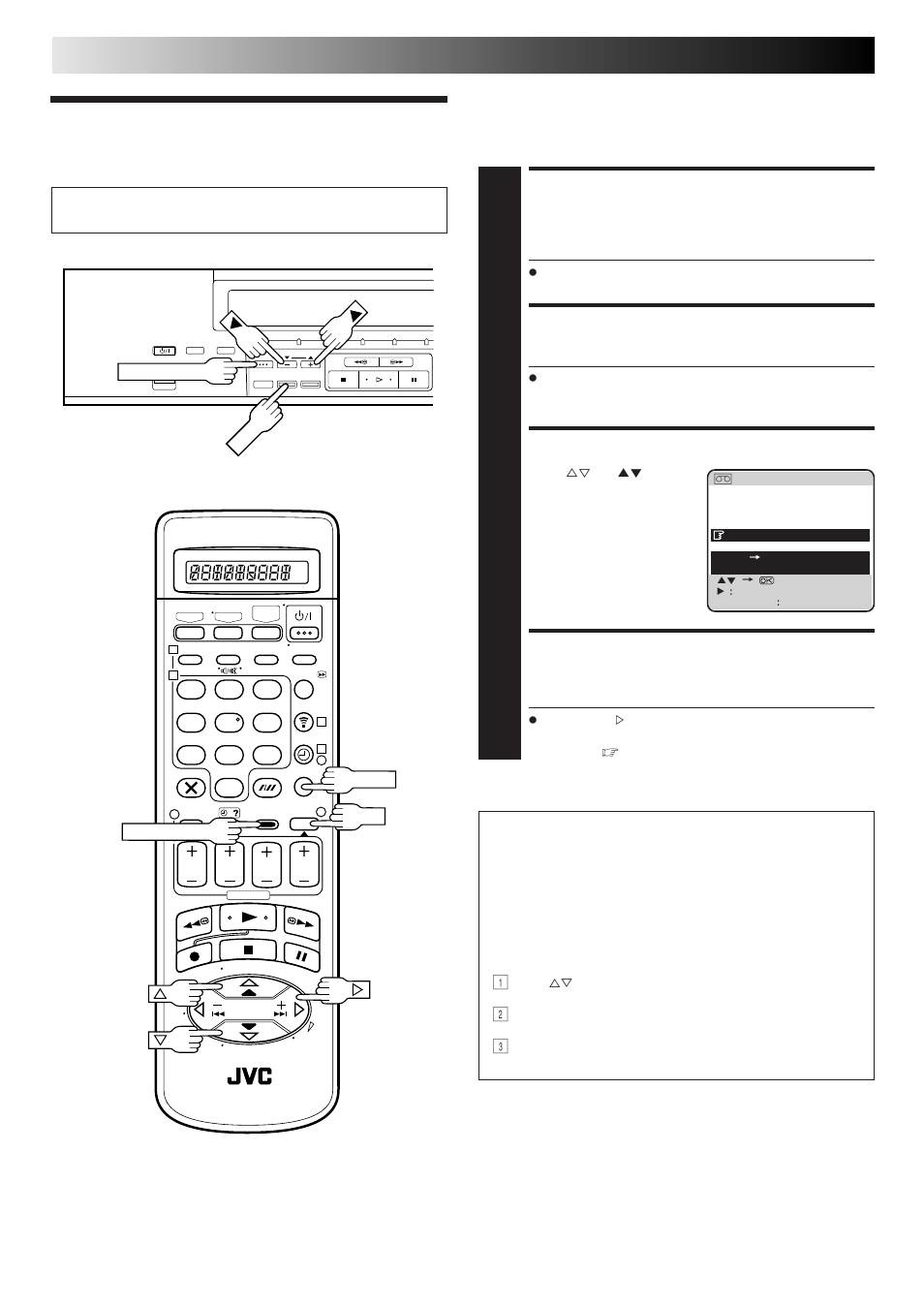 Navigation, Load a recorded cassette, Access title screen | Choose a programme, Start playback, Video navigation | JVC HM-DR10000EU User Manual | Page 38 / 84