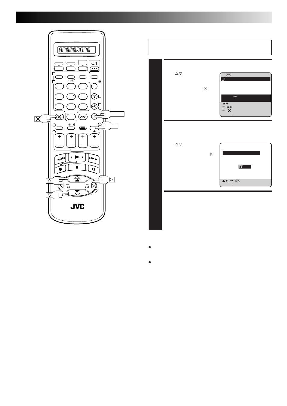Select programme, Return to normal screen, Delete programme data | JVC HM-DR10000EU User Manual | Page 43 / 84