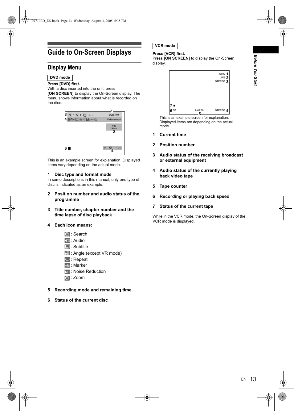 Guide to on-screen displays, Display menu | JVC 0905TNH-FN-FN User Manual | Page 13 / 76