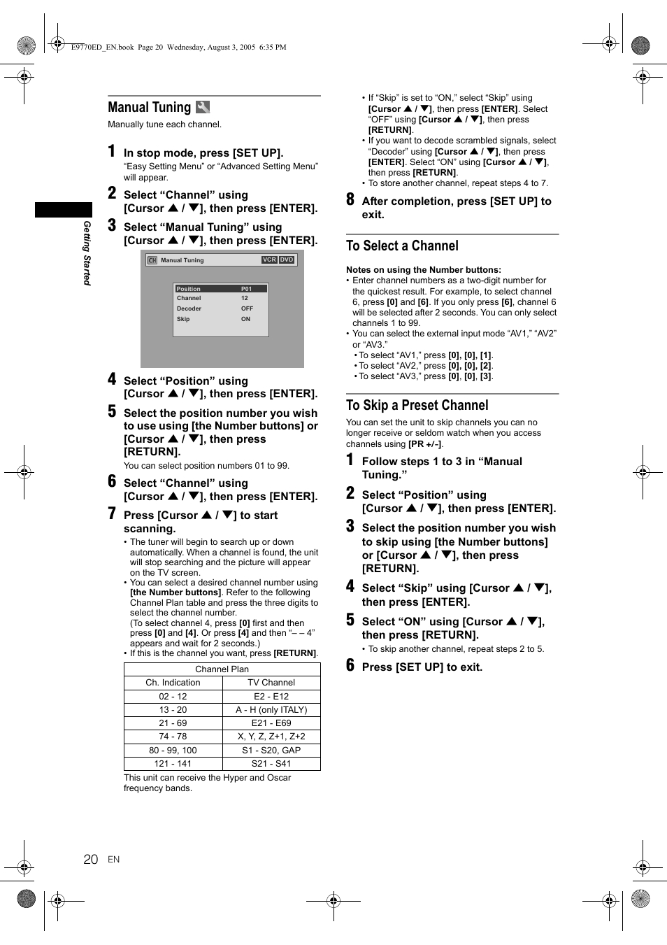 Manual tuning | JVC 0905TNH-FN-FN User Manual | Page 20 / 76