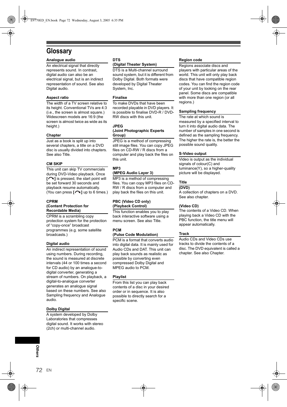 Glossary | JVC 0905TNH-FN-FN User Manual | Page 72 / 76