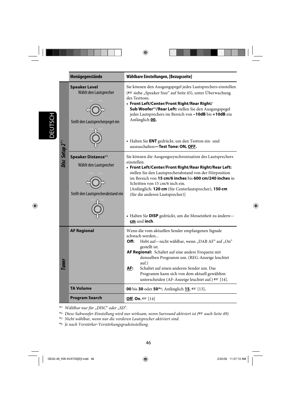 Deutsch, Disc setup 2, Tuner | JVC Exad KW-AVX 700 User Manual | Page 104 / 235