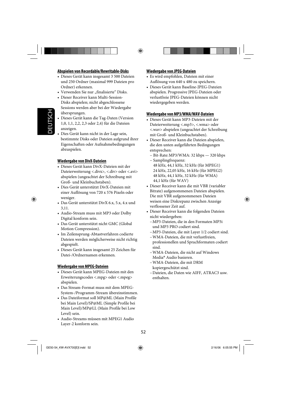 Deutsch | JVC Exad KW-AVX 700 User Manual | Page 110 / 235